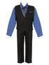 Boys Royal Blue Shirt Necktie Striped Pants Vest Christmas Suit 2-20 SophiasStyle.com